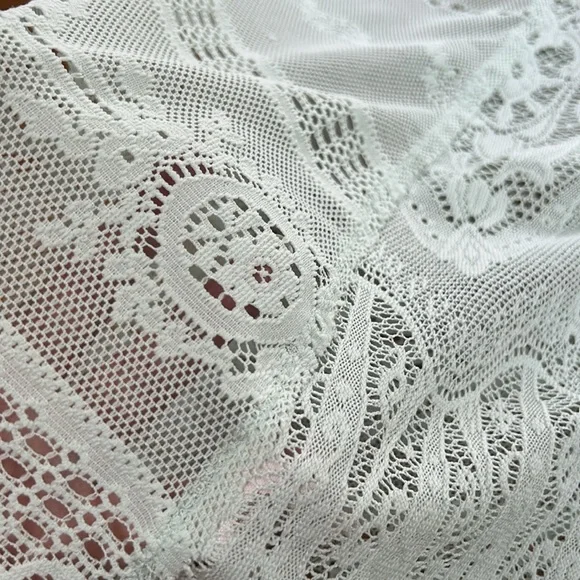 Free People mint green lace racerback tank top with crochet details. Size Medium - Picture 7 of 16